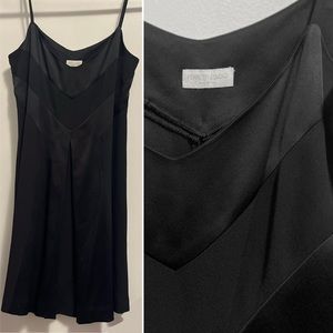 Alberta Ferretti Studio Vintage Black Silk Tuxedo Slip Dress Satin and Crepe